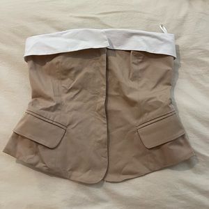 Zara tan and white corset-like top, size small!